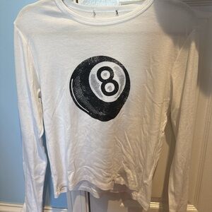 Tilly's White Long Sleeve Top with Black Graphic